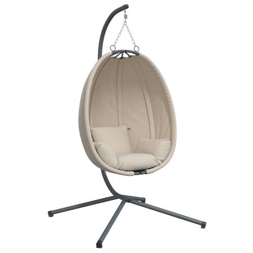 Hængestol på stativ stof og stål beige