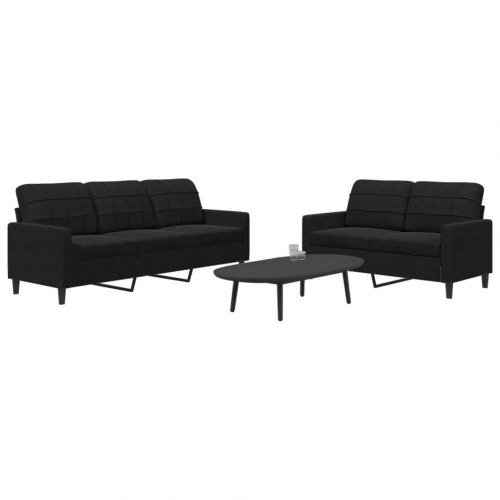 Sofasæt 2 dele med hynder velour sort