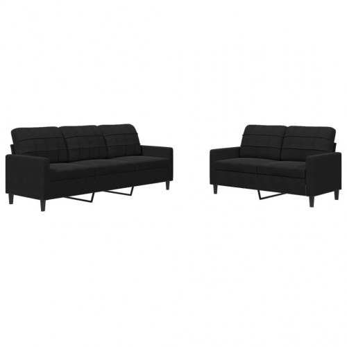Sofasæt 2 dele med hynder velour sort