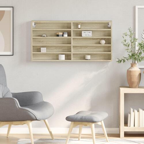 Vitrineskab 100x8,5x50 cm konstrueret træ sonoma-eg