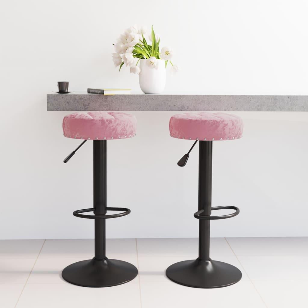 Barstole 2 stk. fløjl pink