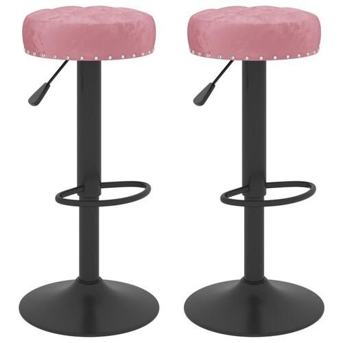 Barstole 2 stk. fløjl pink