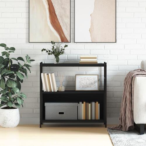 Bogreol 80x30x78,5 cm konstrueret træ og jern sort