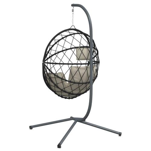 Hængestol på stativ rattan og stål beige