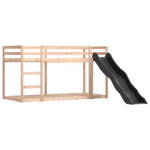Køjeseng med rutsjebane og forhæng 90x190 cm hvid og sort