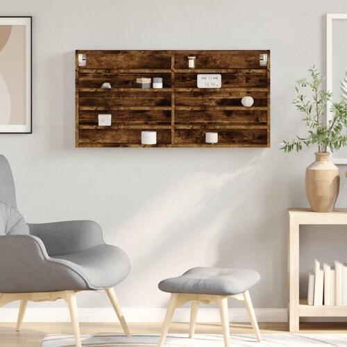 Vitrineskab 100x8,5x50 cm konstrueret træ røget egetræsfarve