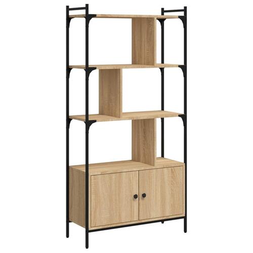 Bogreol med låger 76,5x30x154,5 cm konstrueret træ sonoma-eg