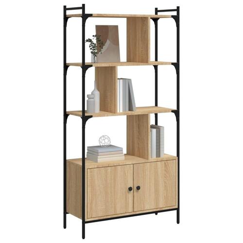 Bogreol med låger 76,5x30x154,5 cm konstrueret træ sonoma-eg