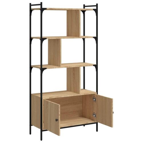 Bogreol med låger 76,5x30x154,5 cm konstrueret træ sonoma-eg