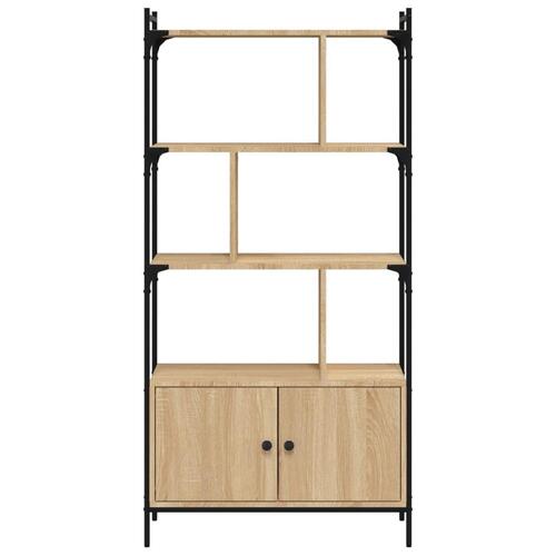 Bogreol med låger 76,5x30x154,5 cm konstrueret træ sonoma-eg