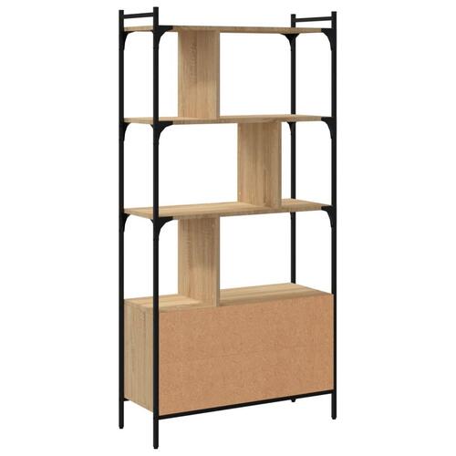 Bogreol med låger 76,5x30x154,5 cm konstrueret træ sonoma-eg
