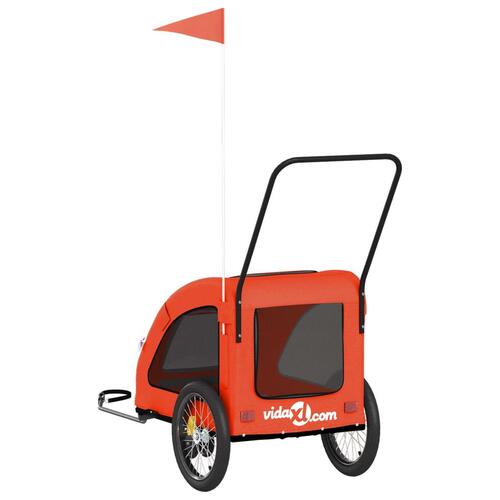 Cykeltrailer til kæledyr oxfordstof og jern orange og grå
