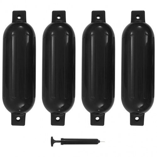 Bådfendere 4 stk. 51 × 14 cm - oppustelige PVC, sort