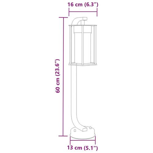 Udendørs standerlampe 60 cm rustfrit stål sort