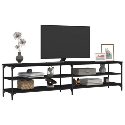 Tv-bord 200x30x50 cm konstrueret træ og metal sort