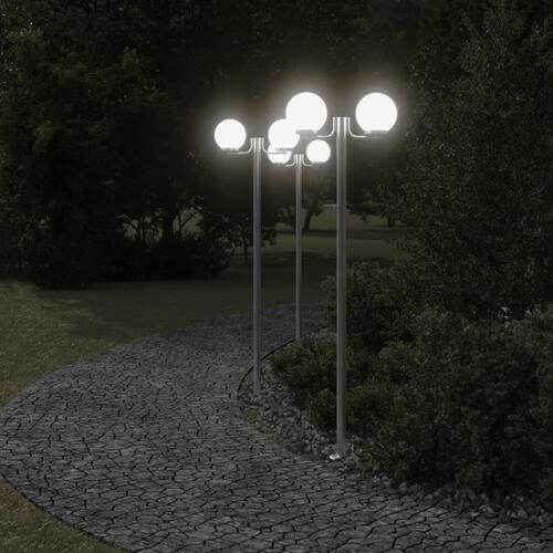 Udendørs standerlamper 3 stk. 215 cm rustfrit stål sølvfarvet