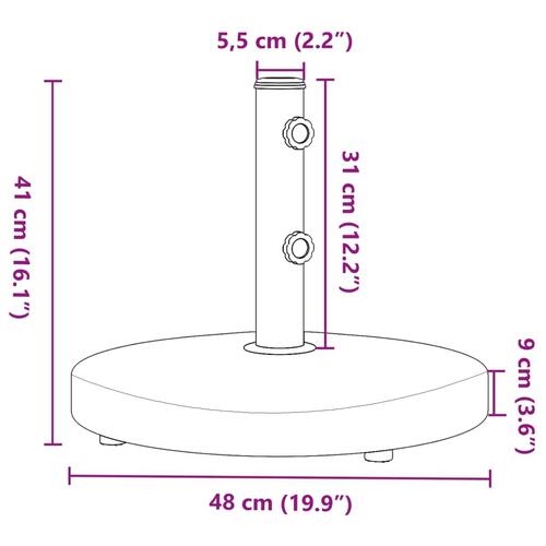 Parasolfod til Ø32/38/48 mm stænger 25 kg rund