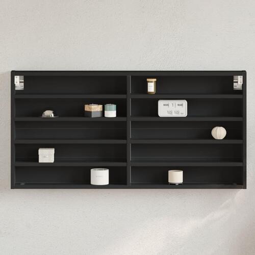 Vitrineskab 100x8,5x50 cm konstrueret træ sort