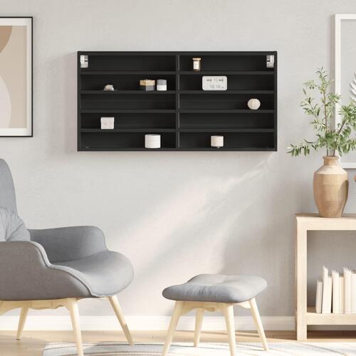 Vitrineskab 100x8,5x50 cm konstrueret træ sort