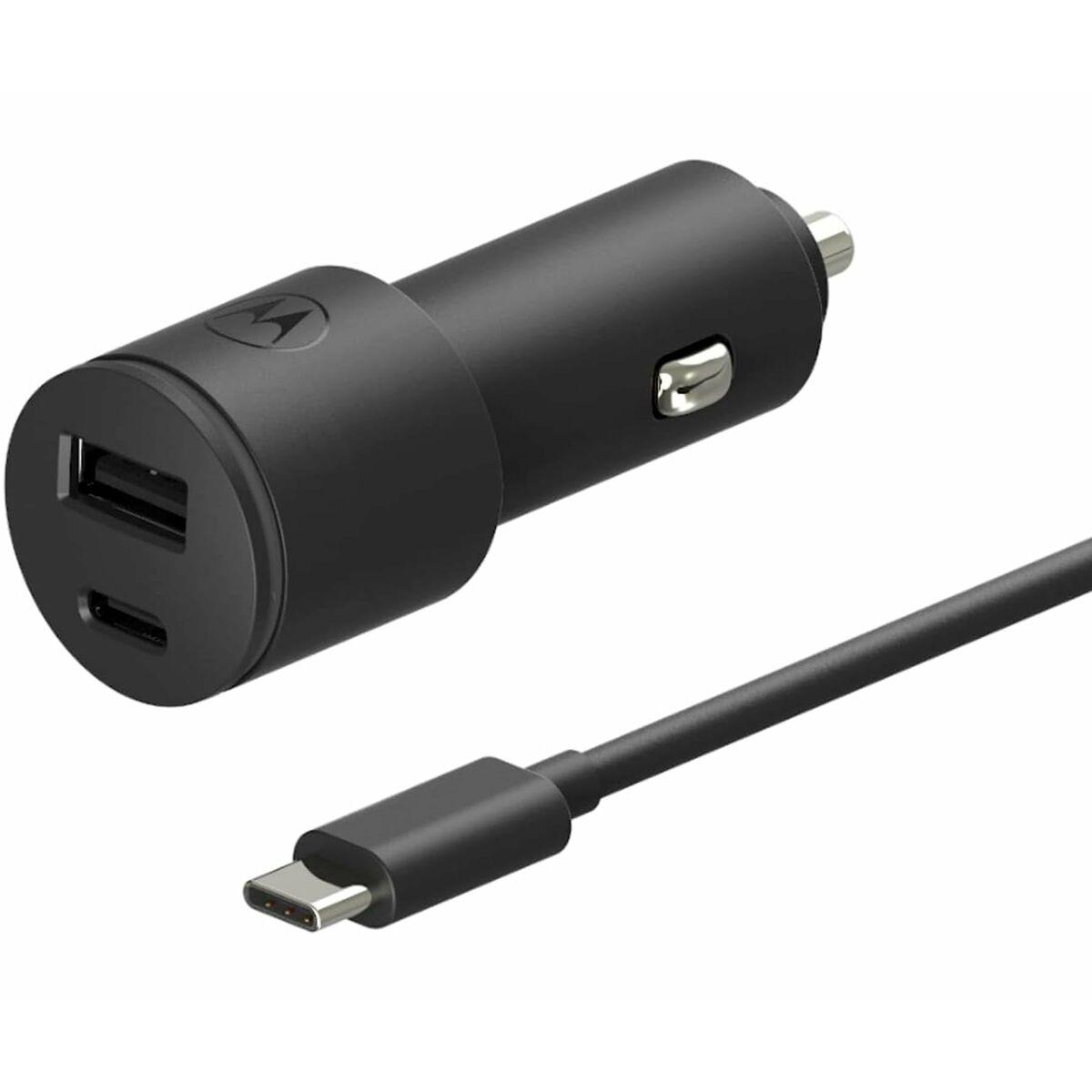 Motorola biloplader 45 W - 1x USB-A + USB-C, sort billede