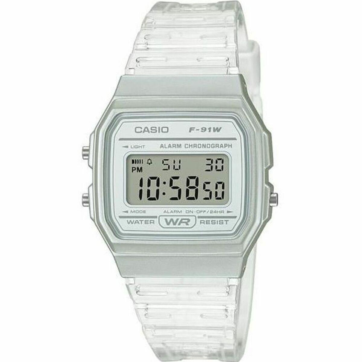 Casio F-91WS-7EF unisex digitalur - grå/transparent