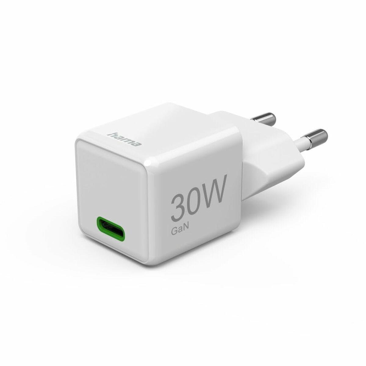 Hama vægoplader 30 W USB-C GaN - hvid (EU-stik)