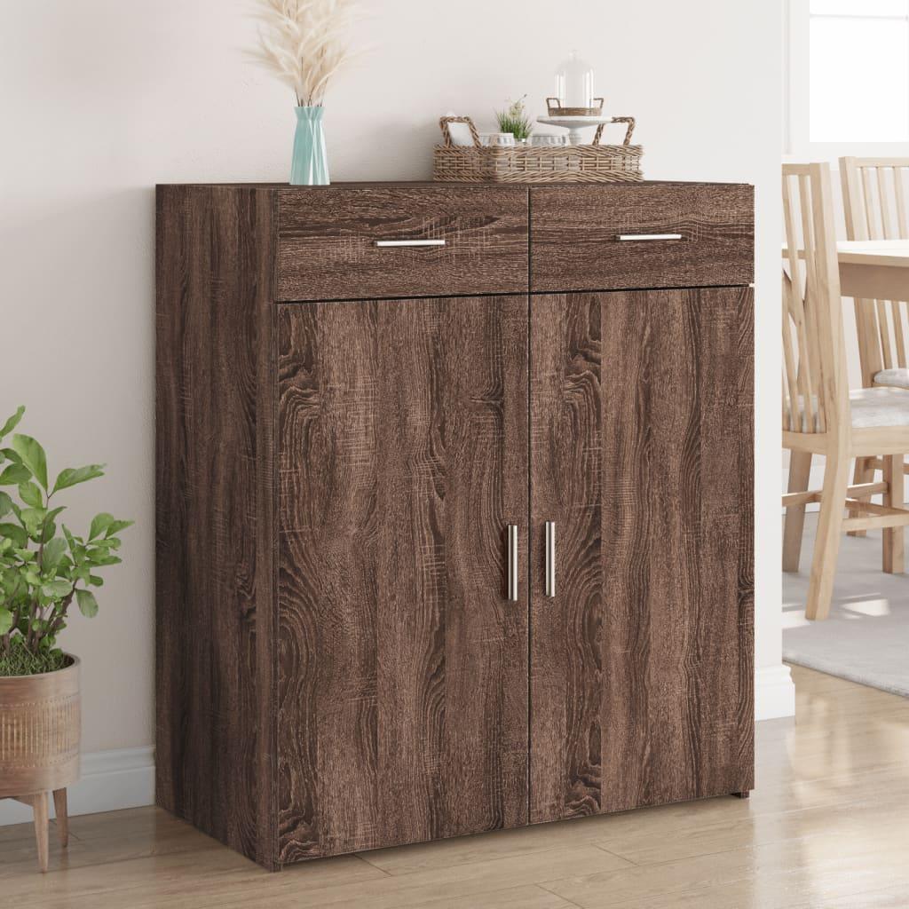 Skænk 80x42,5x93 cm konstrueret træ brun egetræsfarve