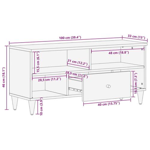 Tv-bord 100x33x46 cm massivt mangotræ