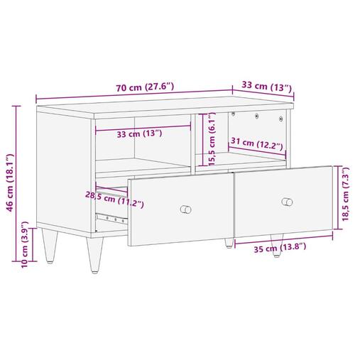 Tv-bord 70x33x46 cm massivt mangotræ