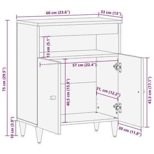 Skab 60x33x75 cm massivt mangotræ