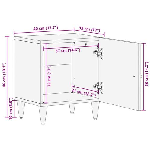 Sengebord 40x33x46 cm massivt mangotræ