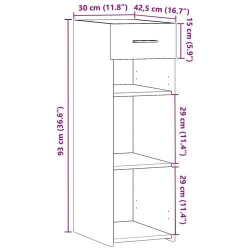 Reol 30x42,5x93 cm konstrueret træ hvid