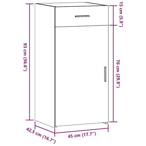 Skab 45x42,5x93 cm konstrueret træ røget egetræsfarve