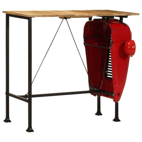 Barbord 55x120x107 cm traktordesign massivt mangotræ rød + brun