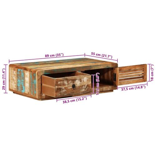 Sofabord 89x55x29 cm massivt genbrugstræ