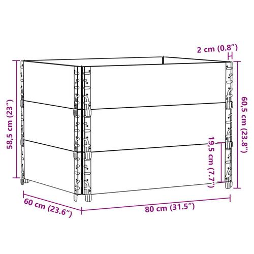 Pallerammer 3 stk. 80x60 cm massivt fyrretræ brun