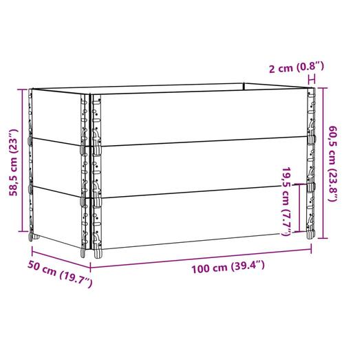 Pallerammer 3 stk. 100x50 cm massivt fyrretræ sort