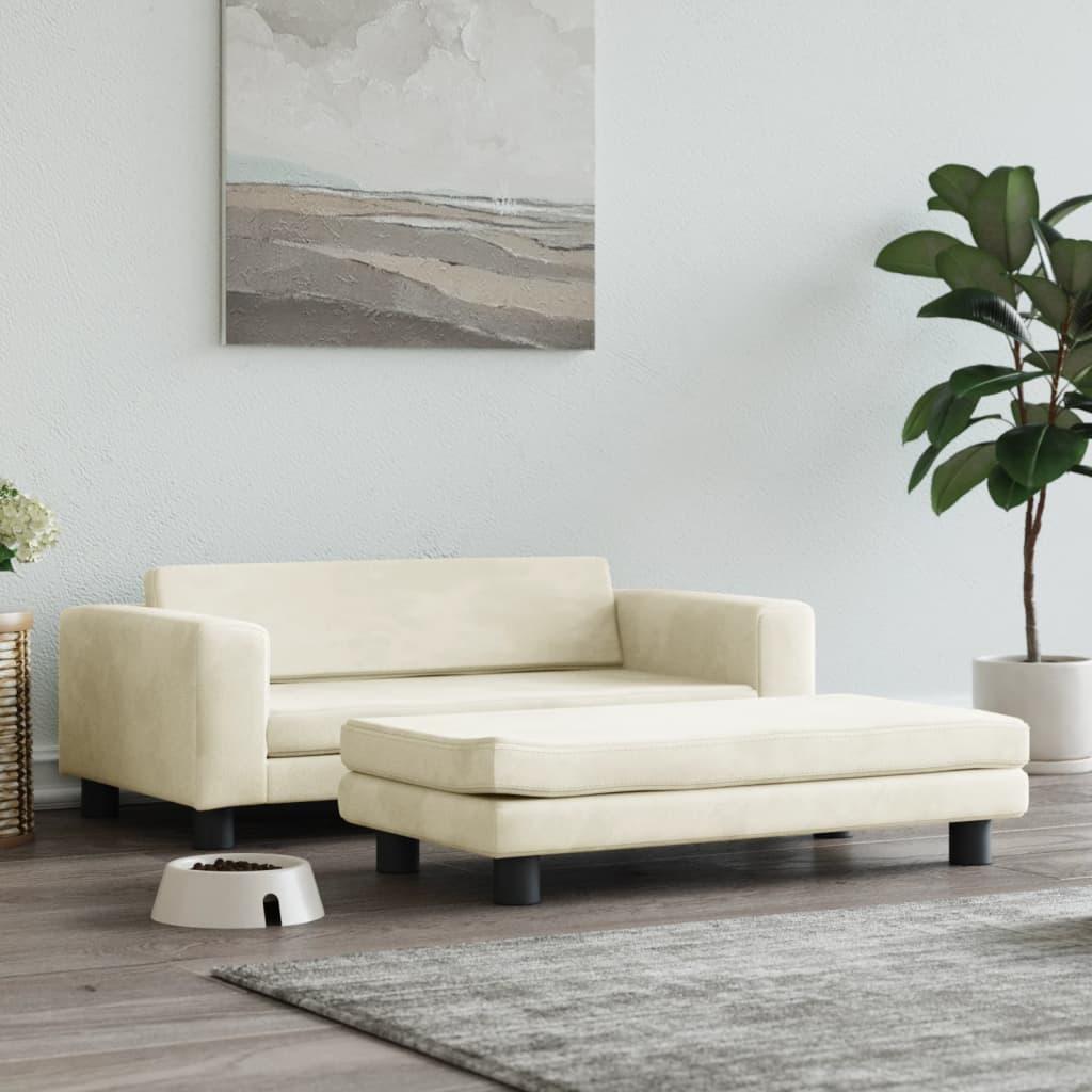 Hundeseng med forlængelse 100x50x30 cm velour cremefarvet