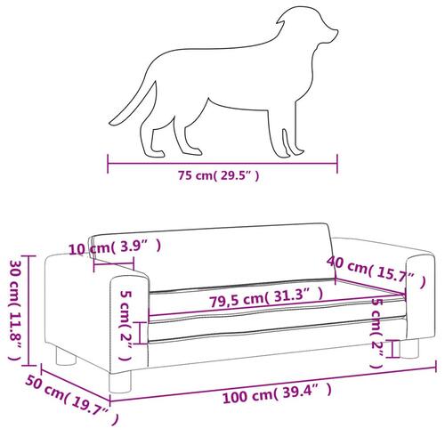 Hundeseng med forlængelse 100x50x30 cm velour cremefarvet