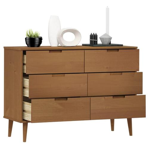 Sengebord MOLDE 113x40x80 cm massivt fyrretræ brun