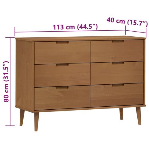 Sengebord MOLDE 113x40x80 cm massivt fyrretræ brun
