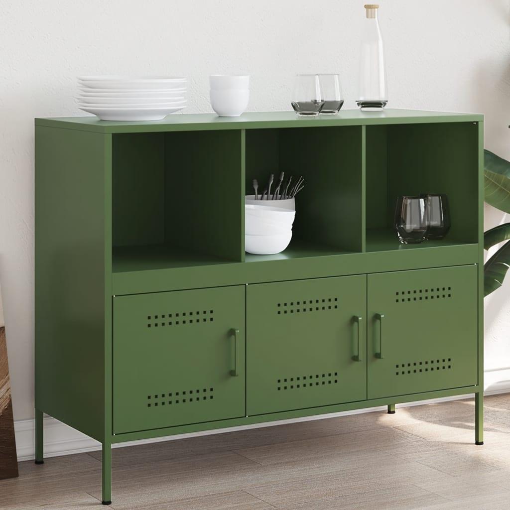 Skab 100,5x39x79 cm stål olivengrøn billede