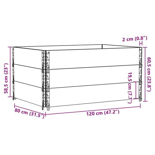 Pallerammer 3 stk. 120x80 cm massivt fyrretræ grå