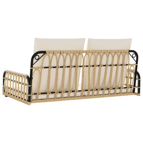Gyngebænk med hynder 105x58x38 cm polyrattan og stål