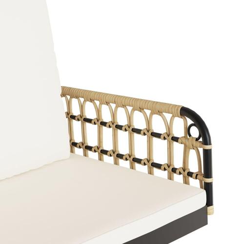 Gyngebænk med hynder 105x58x38 cm polyrattan og stål