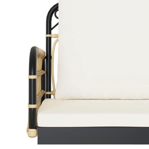 Gyngebænk med hynder 105x58x38 cm polyrattan og stål