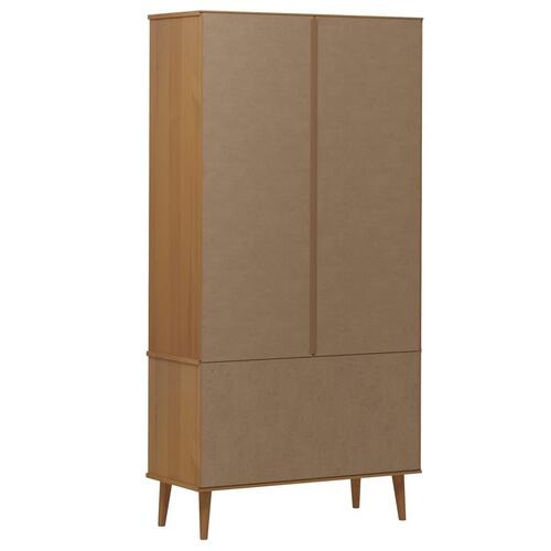 Vitrineskab MOLDE 90x35x175 cm massivt fyrretræ brun