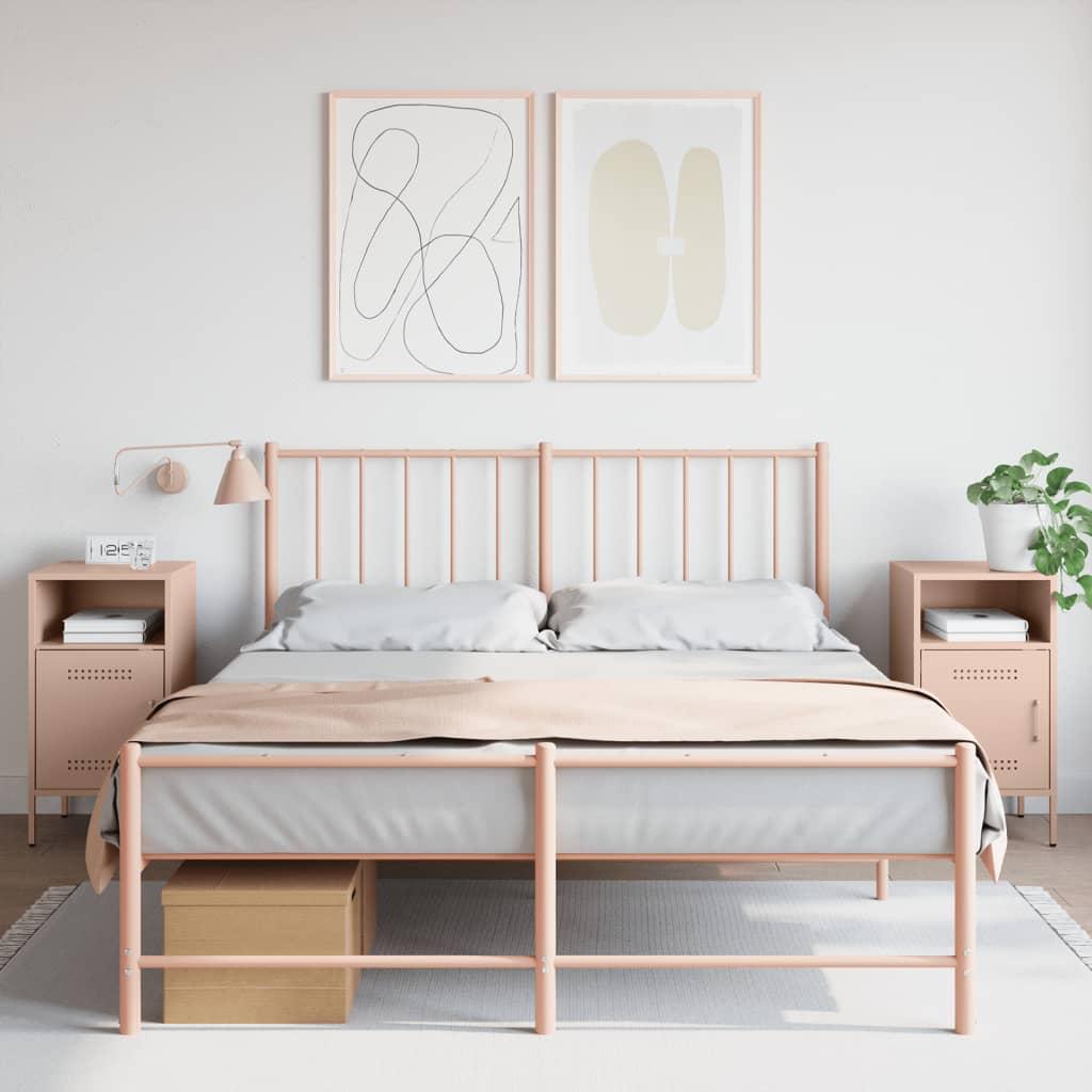 Sengeborde 2 stk. i stål - 36×39×68 cm, lyserød billede