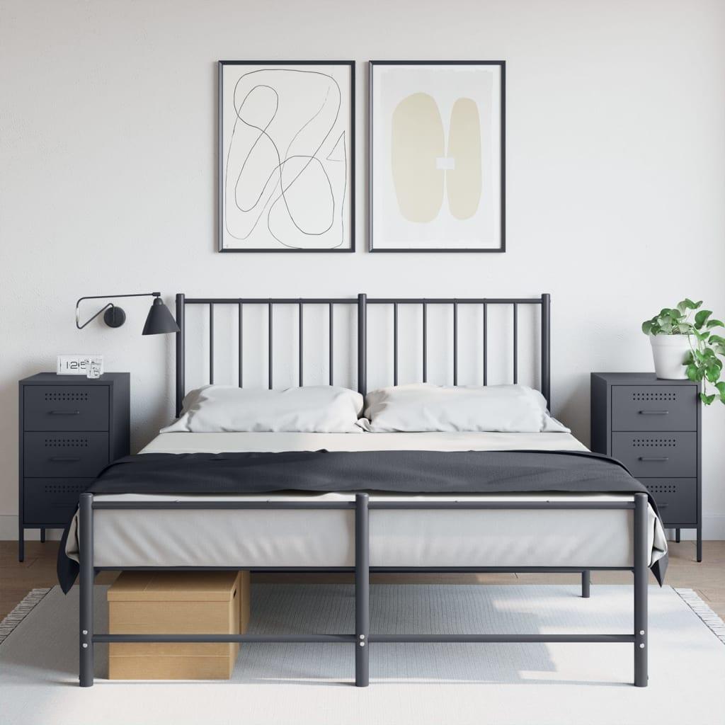 Sengeborde 2 stk. 36x39x68 cm stål antracitgrå billede