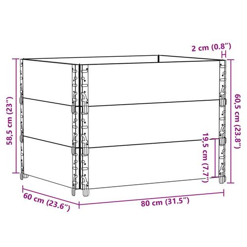 Pallerammer 3 stk. 80x60 cm massivt fyrretræ